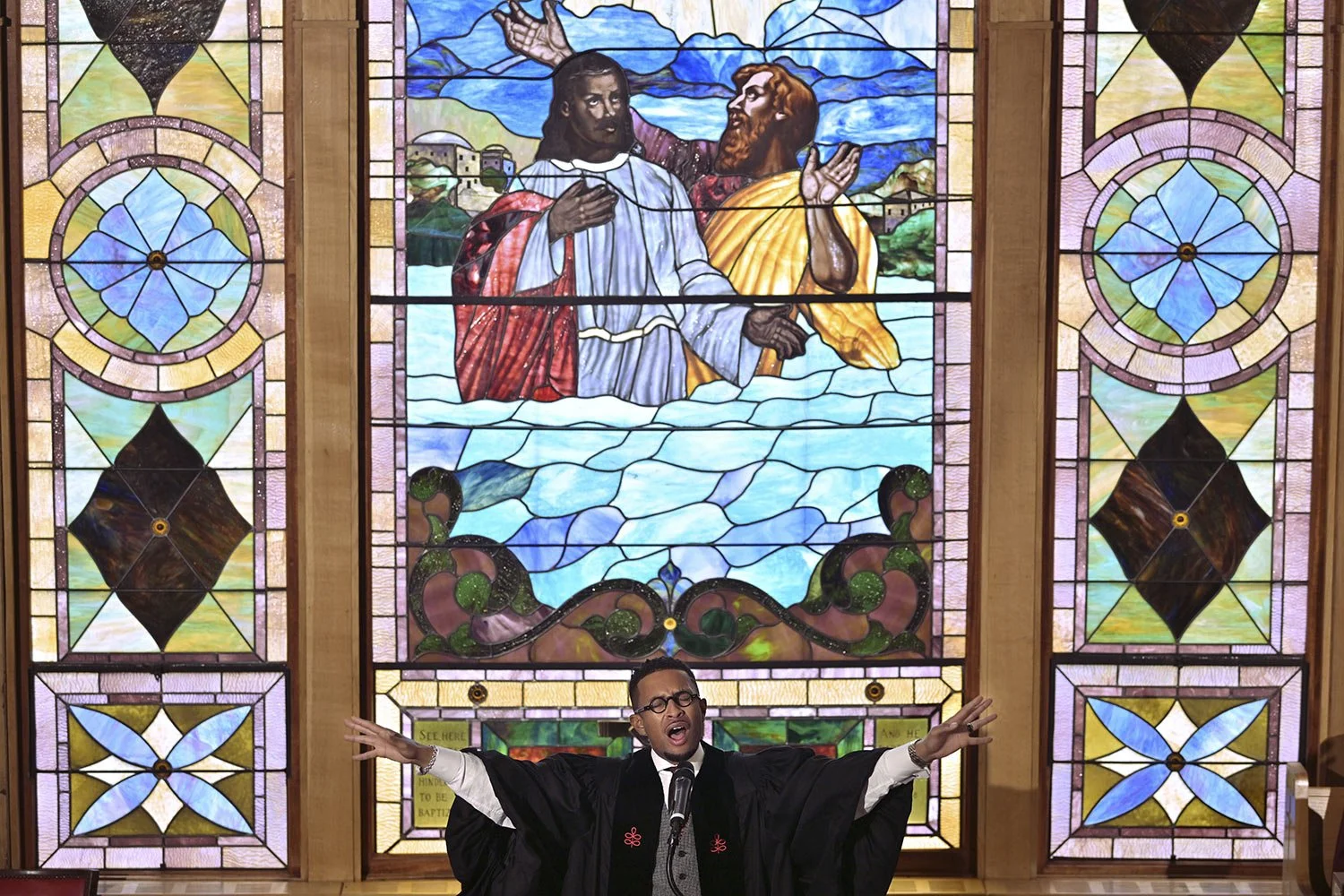  The Rev. Brandon Thomas Crowley speaks during Sunday service at Myrtle Baptist Church Sunday, May 5, 2024 in Newton, Mass. In 2015, Crowley, the senior pastor of the church, one of America's oldest Black churches, announced to his congregation, "I a