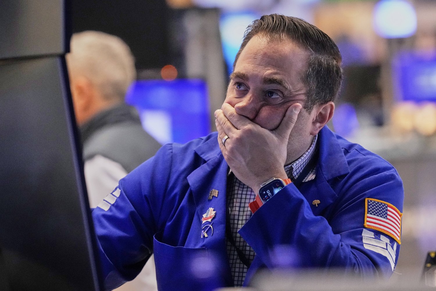 Specialist Gennaro Saporito works on the floor of the New York Stock Exchange, Wednesday, April 16, 2025. (AP Photo/Richard Drew)
