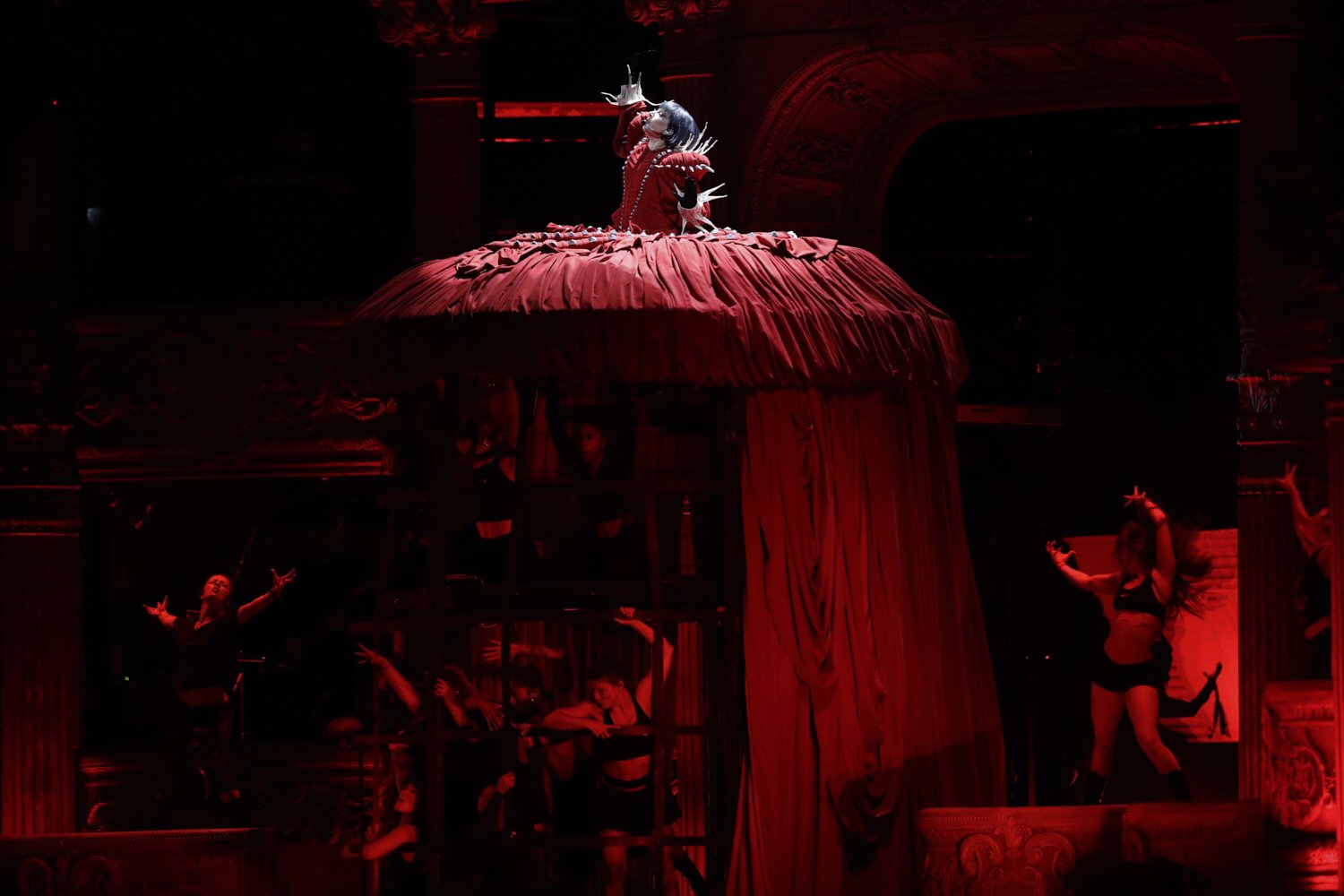 Lady Gaga takes part in a rehearsal a day ahead of her free concert, on Copacabana beach, in Rio de Janeiro, Friday, May 2, 2025. (AP Photo/Bruna Prado)