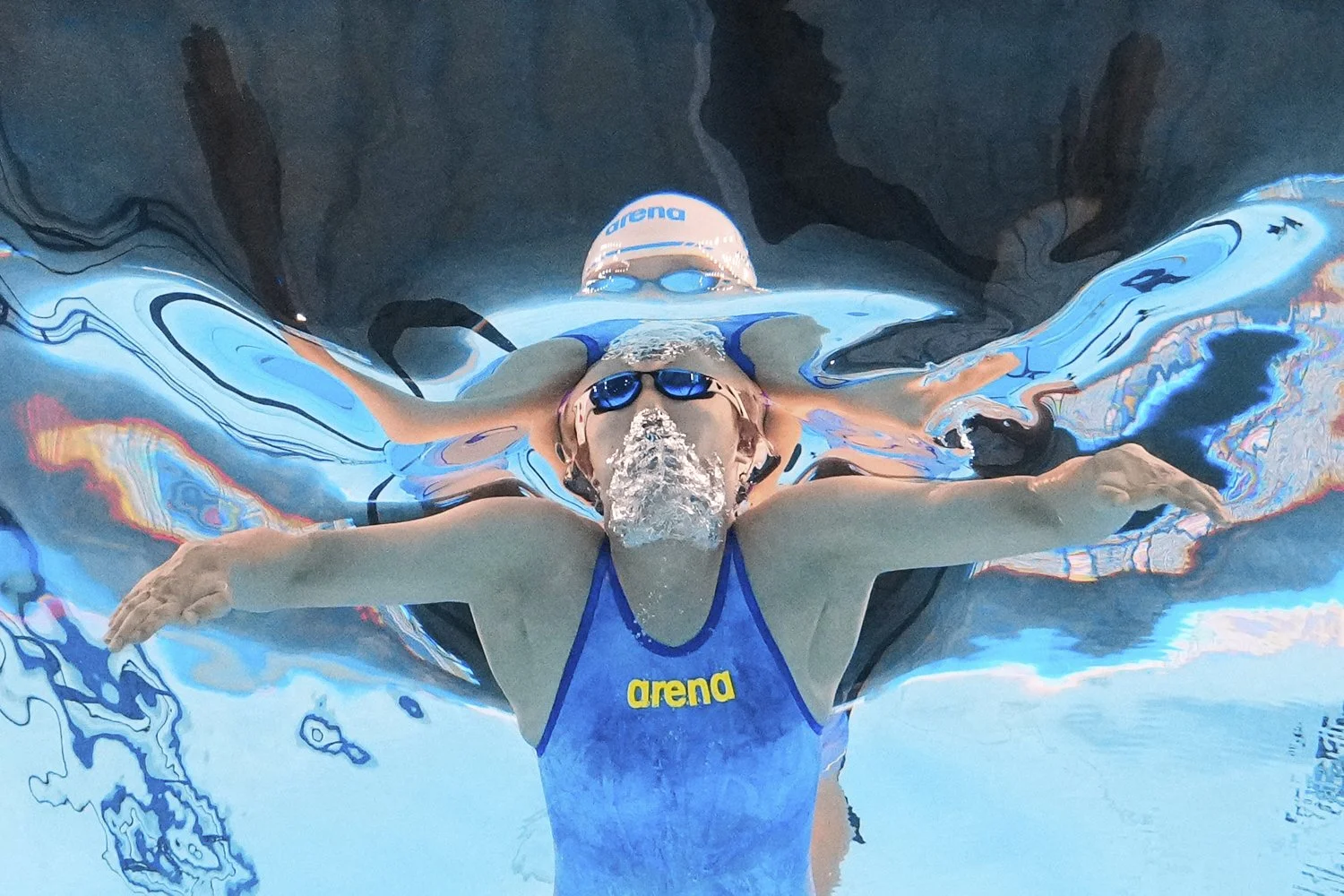 Ko Ha-ru of South Korea competes in the women's 100-meter breaststroke heat at the World Aquatics Championships in Singapore, Monday, July 28, 2025. (AP Photo/Lee Jin-man)