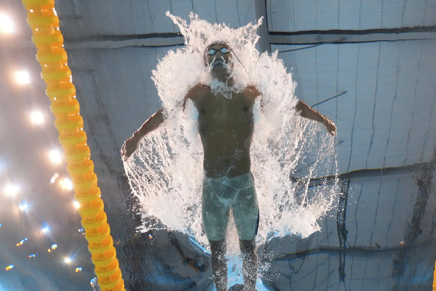 Raekwon Jibril Noel of Guyana competes in the men's 200-meter butterfly heat at the World Aquatics Championships in Singapore, Tuesday, July 29, 2025. (AP Photo/Lee Jin-man)