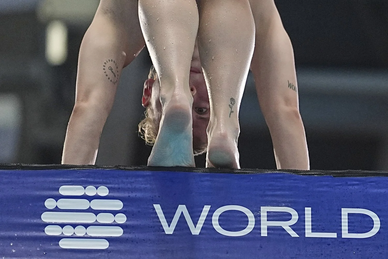 Pauline Alexandra Pfeif of Germany competes in the women's 10m platform diving preliminaries at the World Aquatics Championships in Singapore, Wednesday, July 30, 2025. (AP Photo/Ng Han Guan)