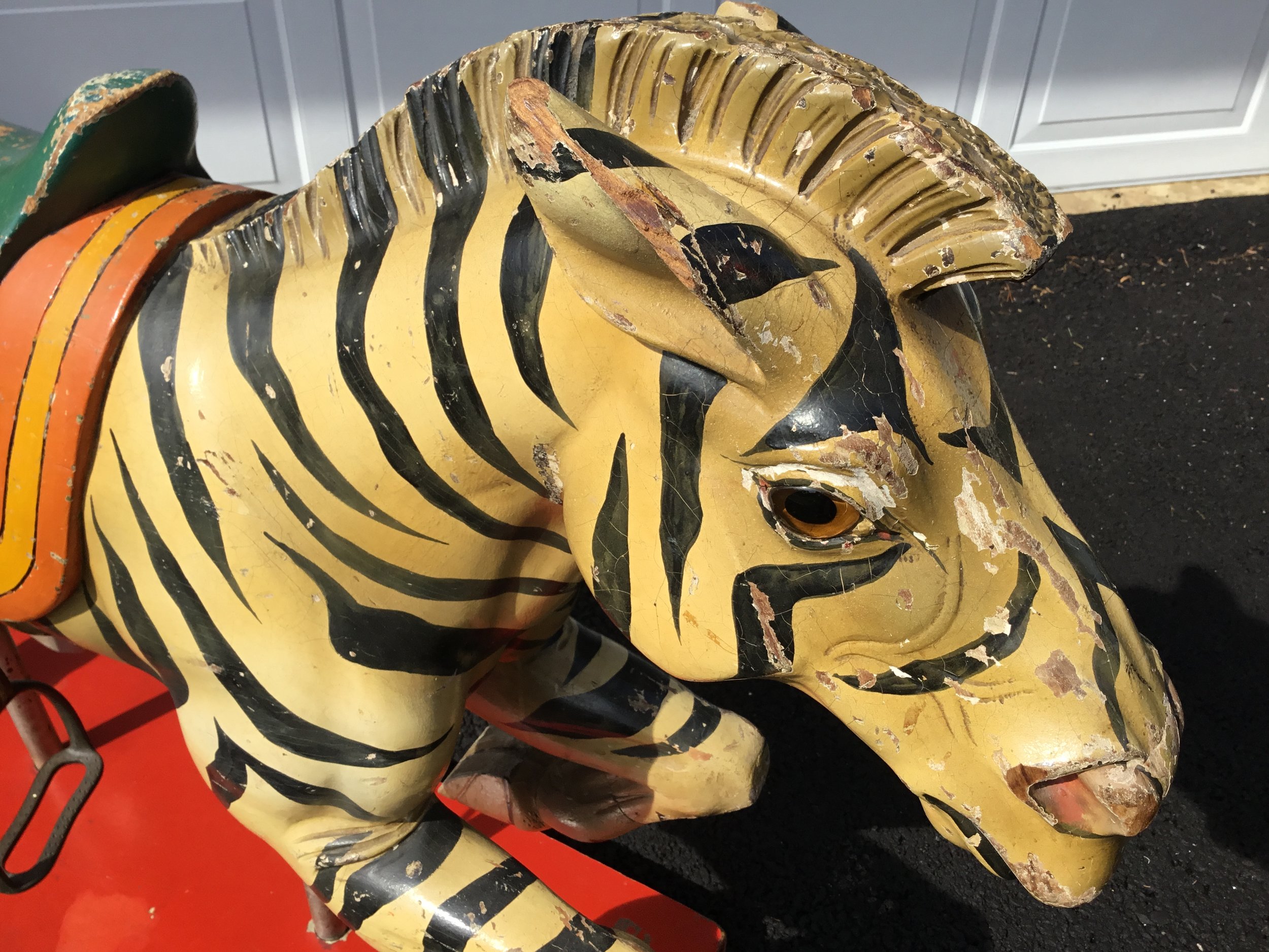 Zebra-carousel-animal-antique-detail