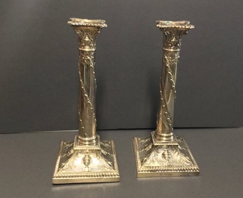 English-Sterling-Silver-Candlesticks