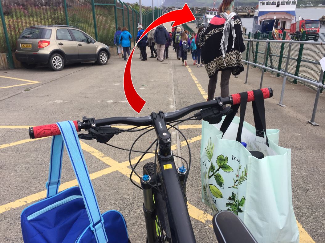 (This arrow's meant to be highlighting the ferry, not the woman's head in front of us)