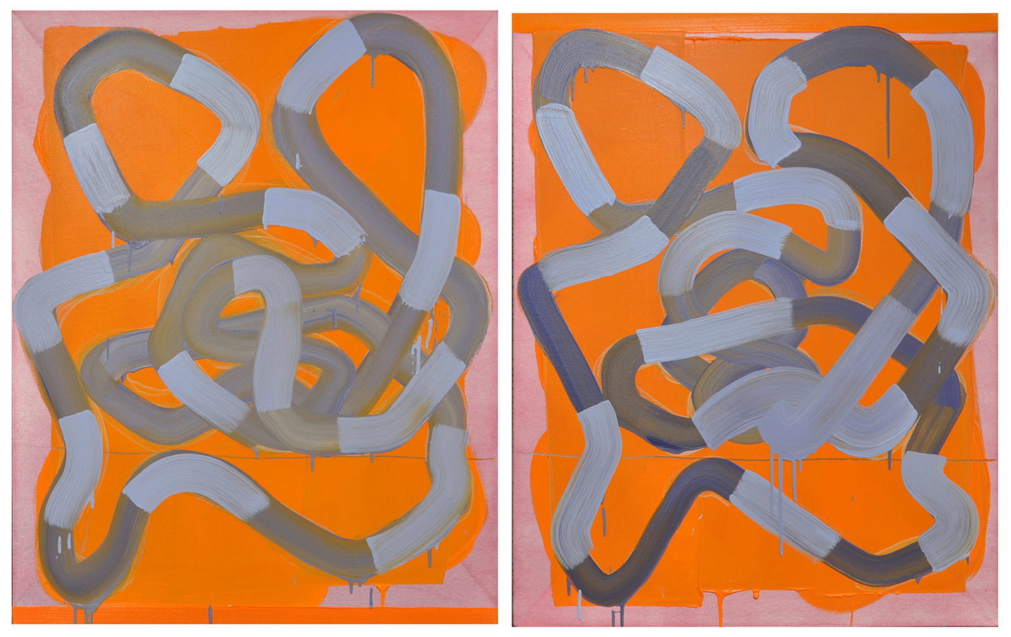  "Salt Peanuts", diptych, 2016, oil and graphite on linen, 40 x 66 inches 