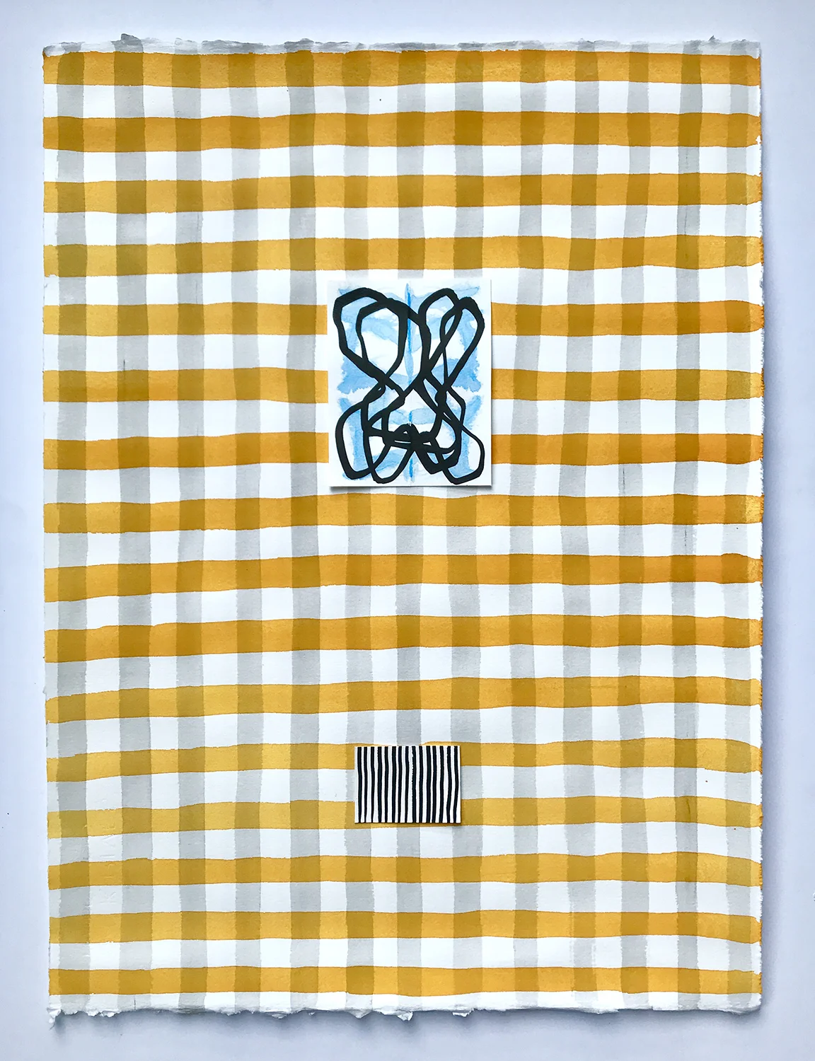 Aufhocker p1824, 2018, ink, watercolor, and collage on paper, 15 x 11.25 inches