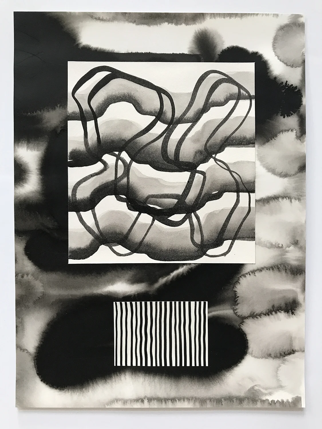 Aufhocker p1803b, 2018, ink and collage on paper, 15,25 x 11 inches
