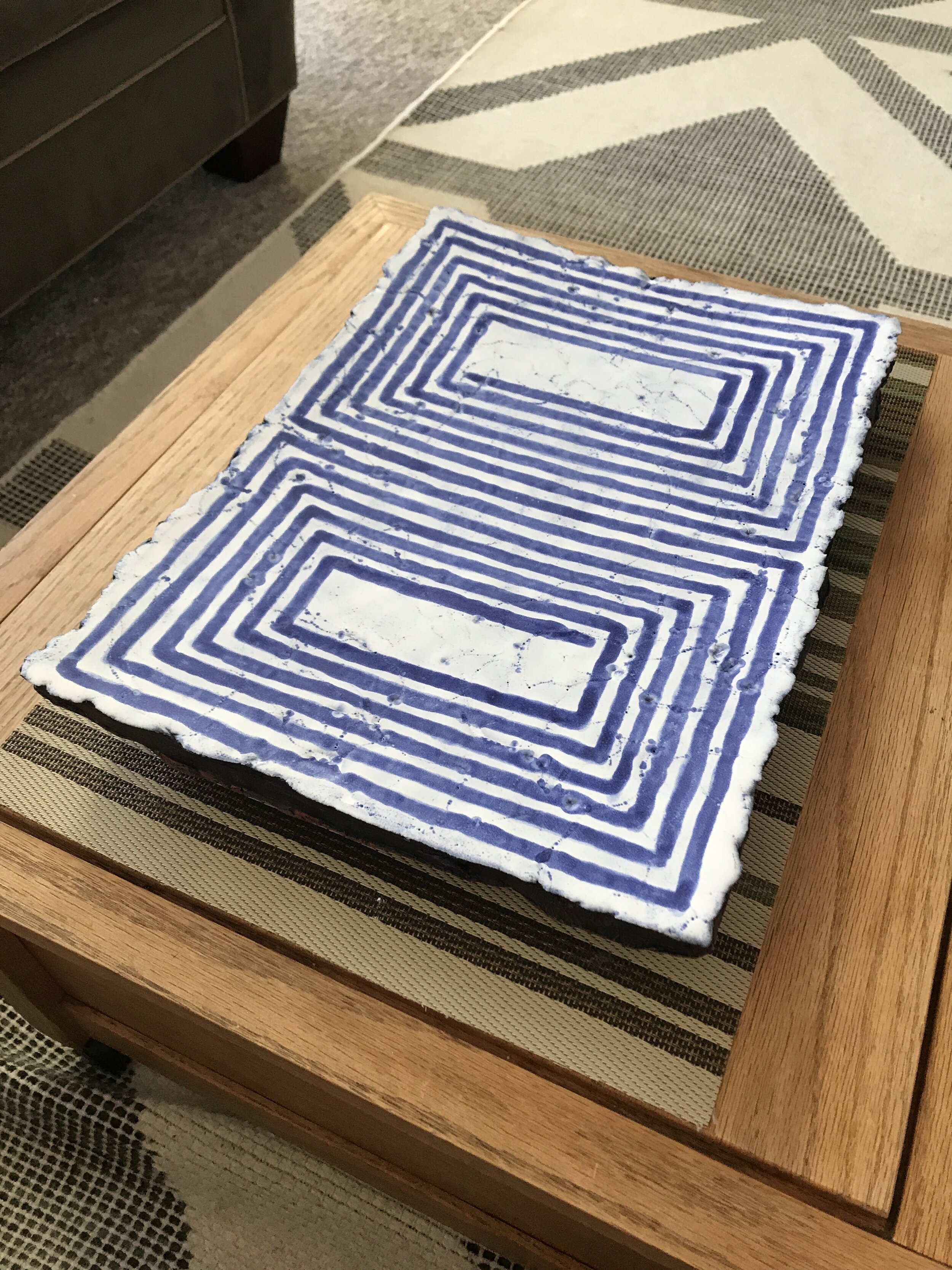 Majolica Spiral Platter, 2019, terra cotta, 18 x 12.5 x 2 inches