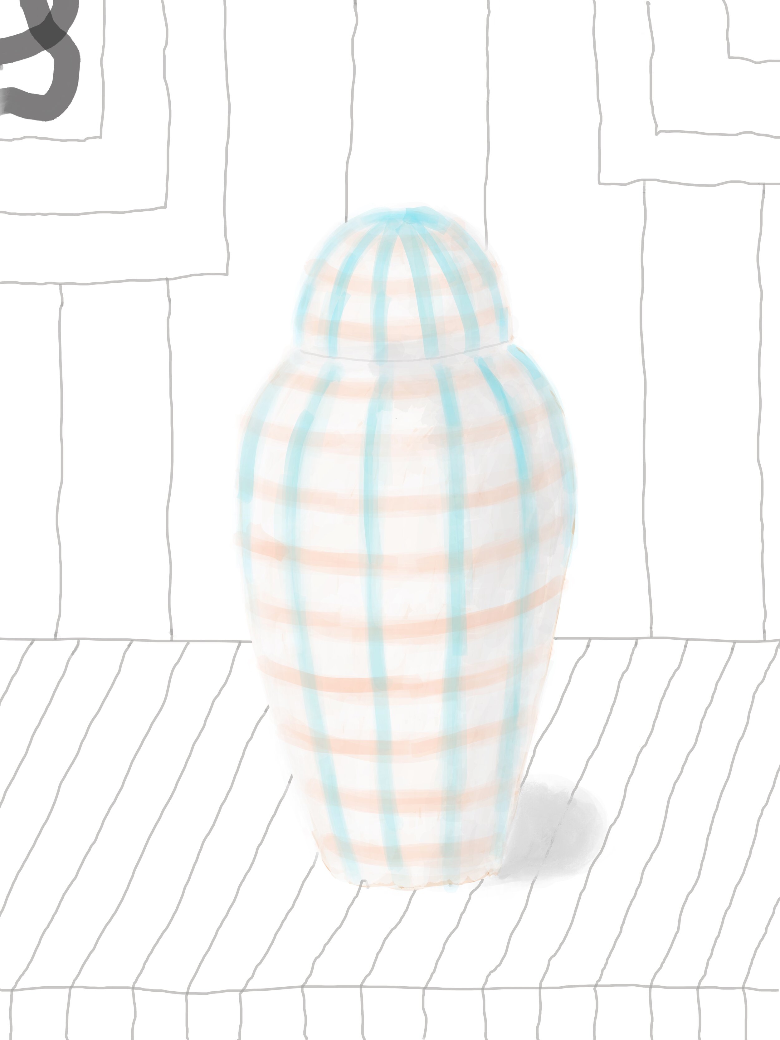 Untitled (study for an urn) 2018, ipad drawing