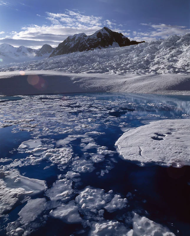 Heavy crevassing showing accelerated flow above the marine-grounded fiord, Columbia Glacier, June 2008
