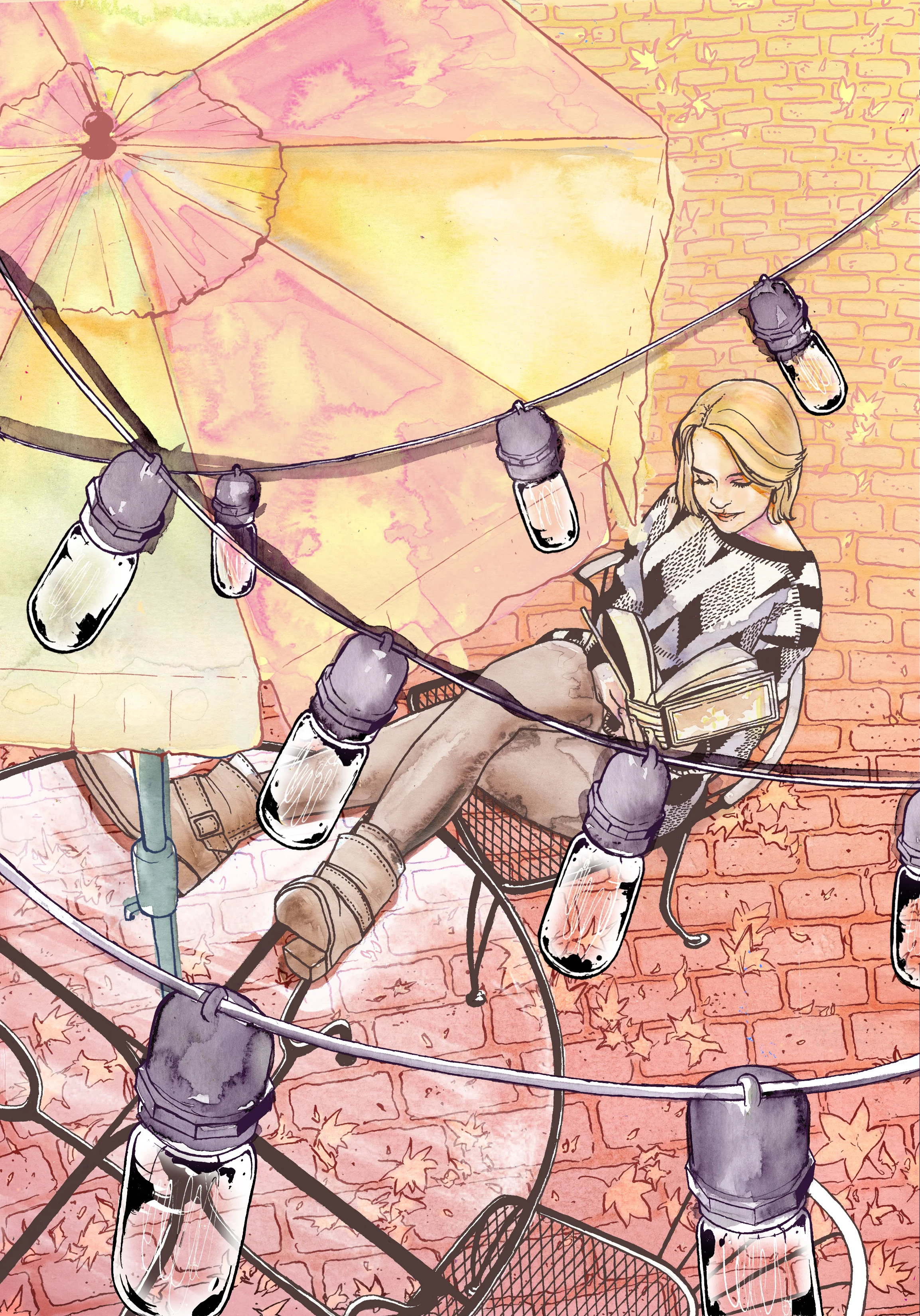 Autumn in New York Ink, watercolor, and digital, 2015