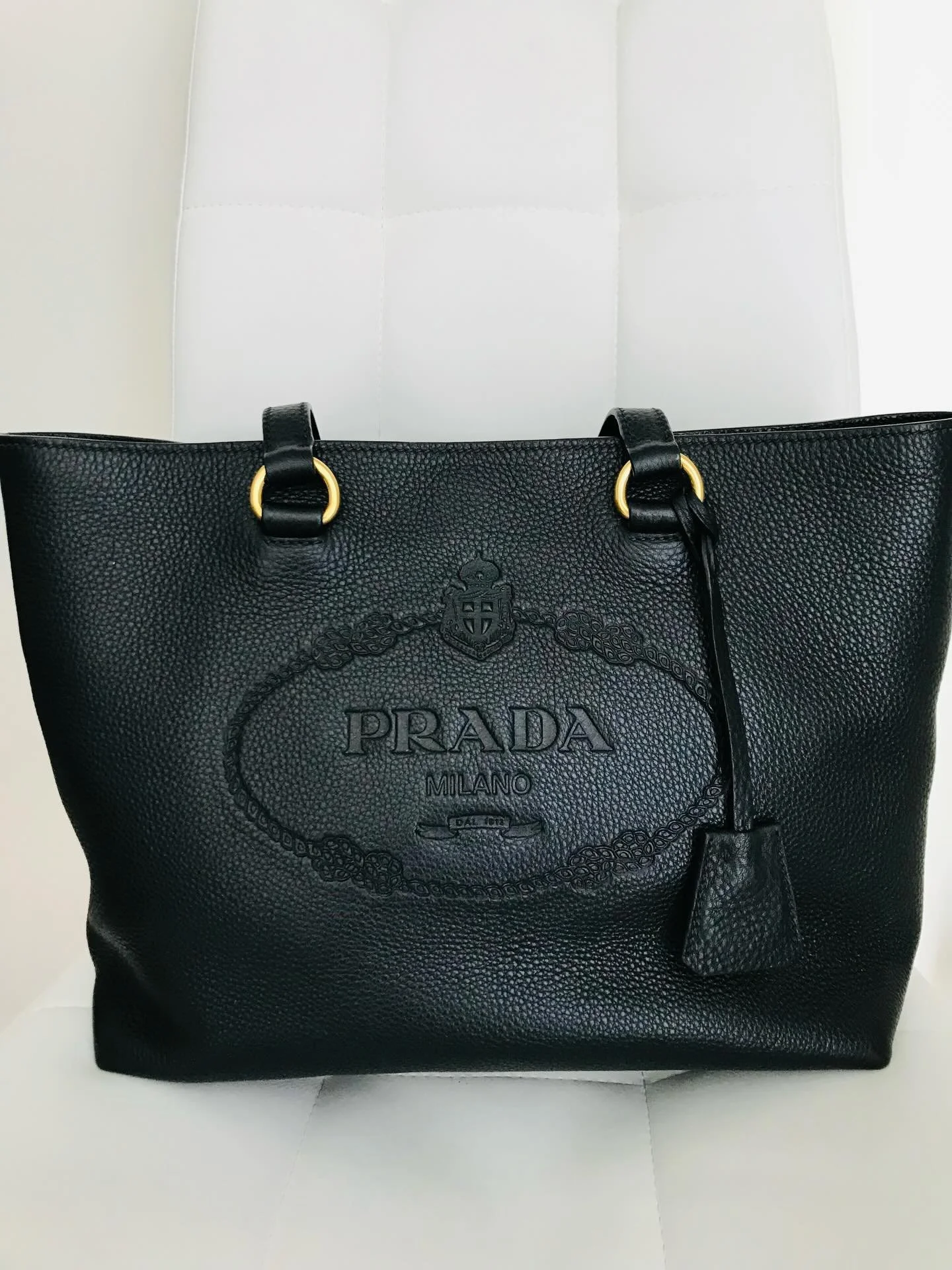 This gorgeous PRADA bag &amp; matching logo wallet is available at my Poshmark shop. Check out the link in bio. Thank you!!❤️