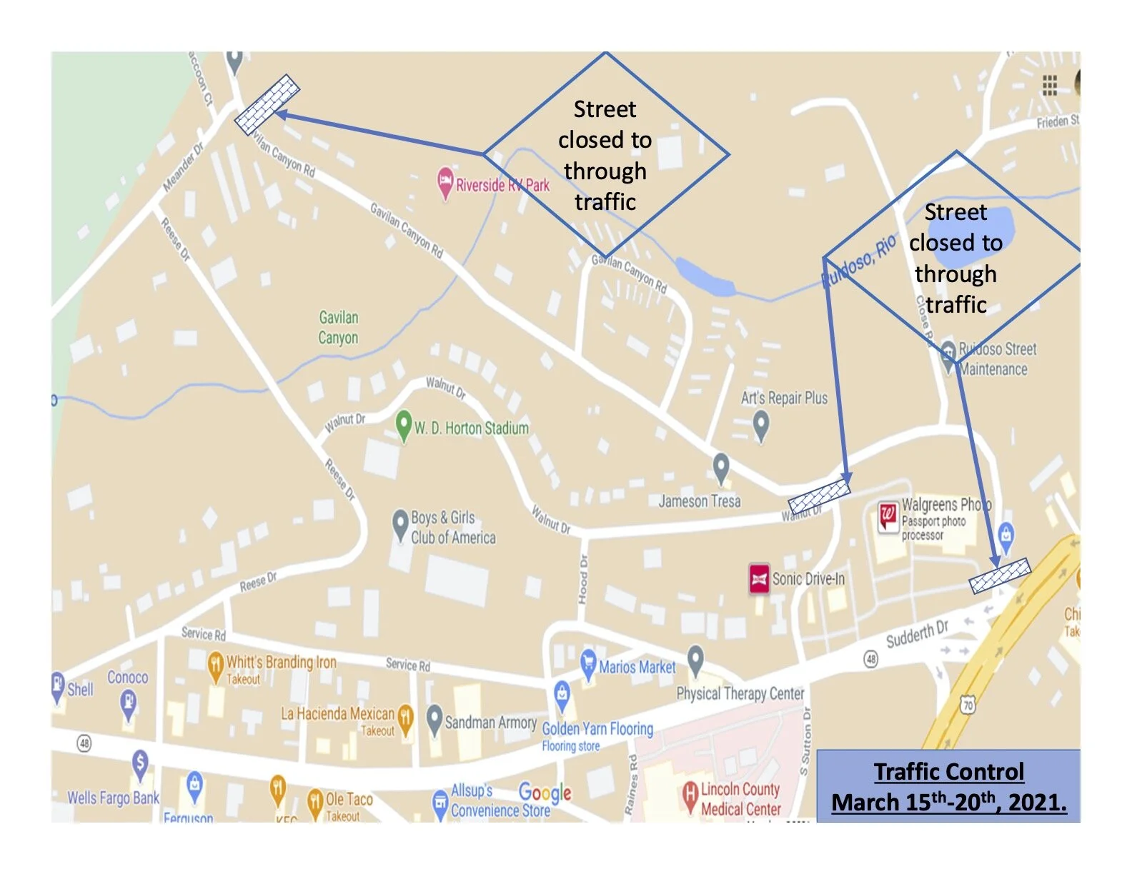 Street Closures March 15 20, 2021 — RuidosoNM.gov Municipal