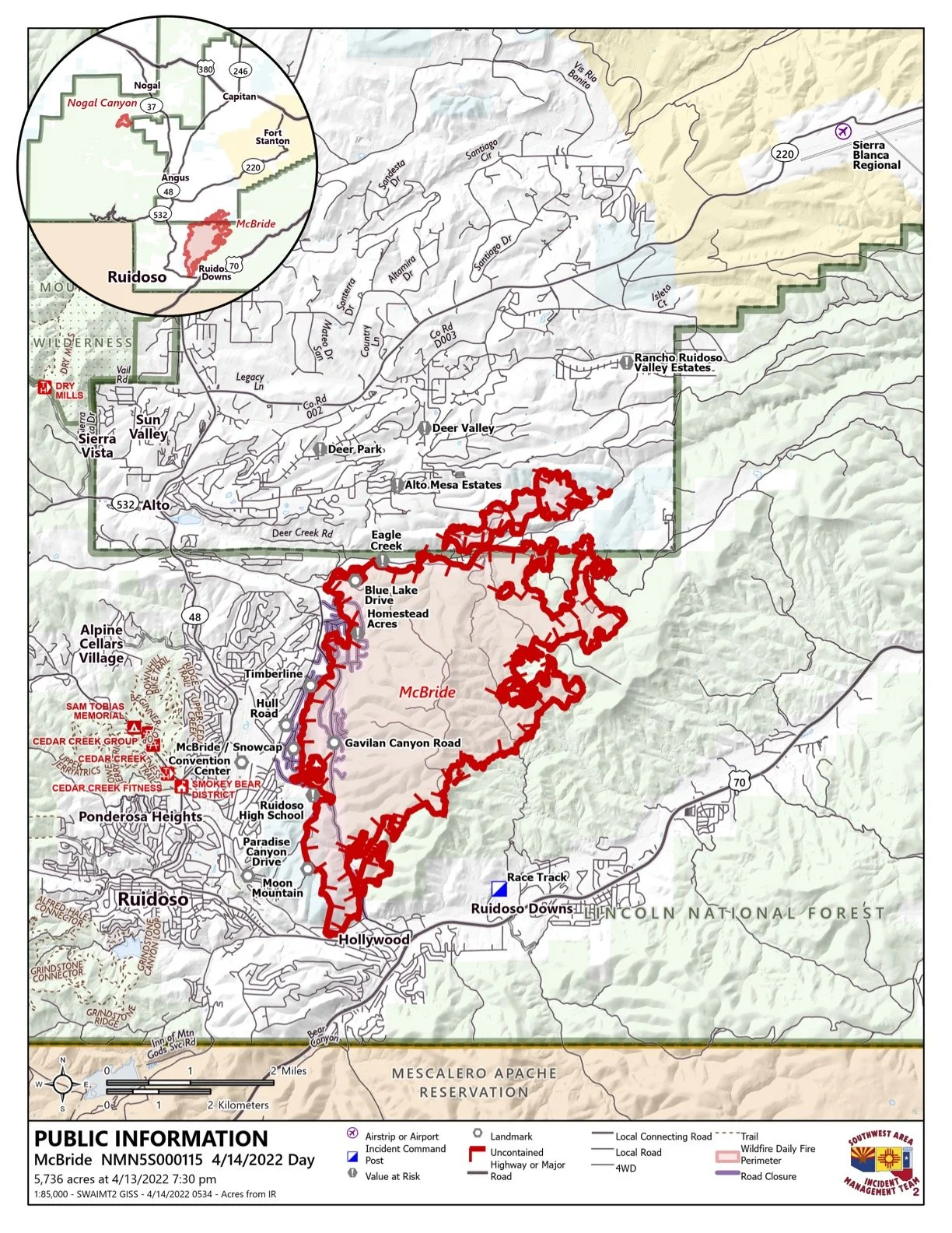 McBride Fire Update April 14, 1144 AM — RuidosoNM.gov Municipal