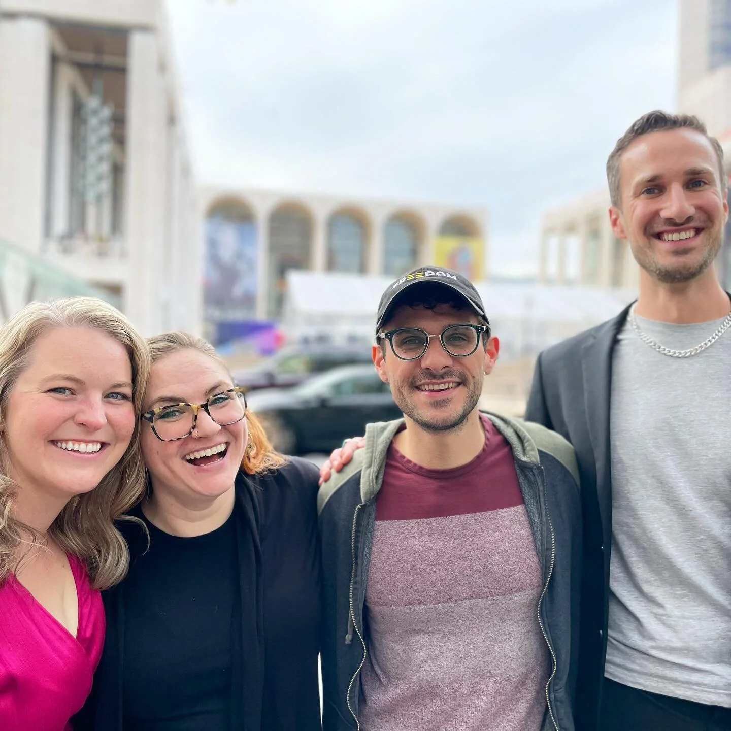 Our little collection of @stratagemartists and summer 2016 @chqopera artists working at the @metopera right now! @abbyrethwisch is on #Akhnaten, @megangreycontralto is on #Butterfly and @hansomelydone and I are on #Hamlet 🙃
.
.
.
#opera #instaopera 