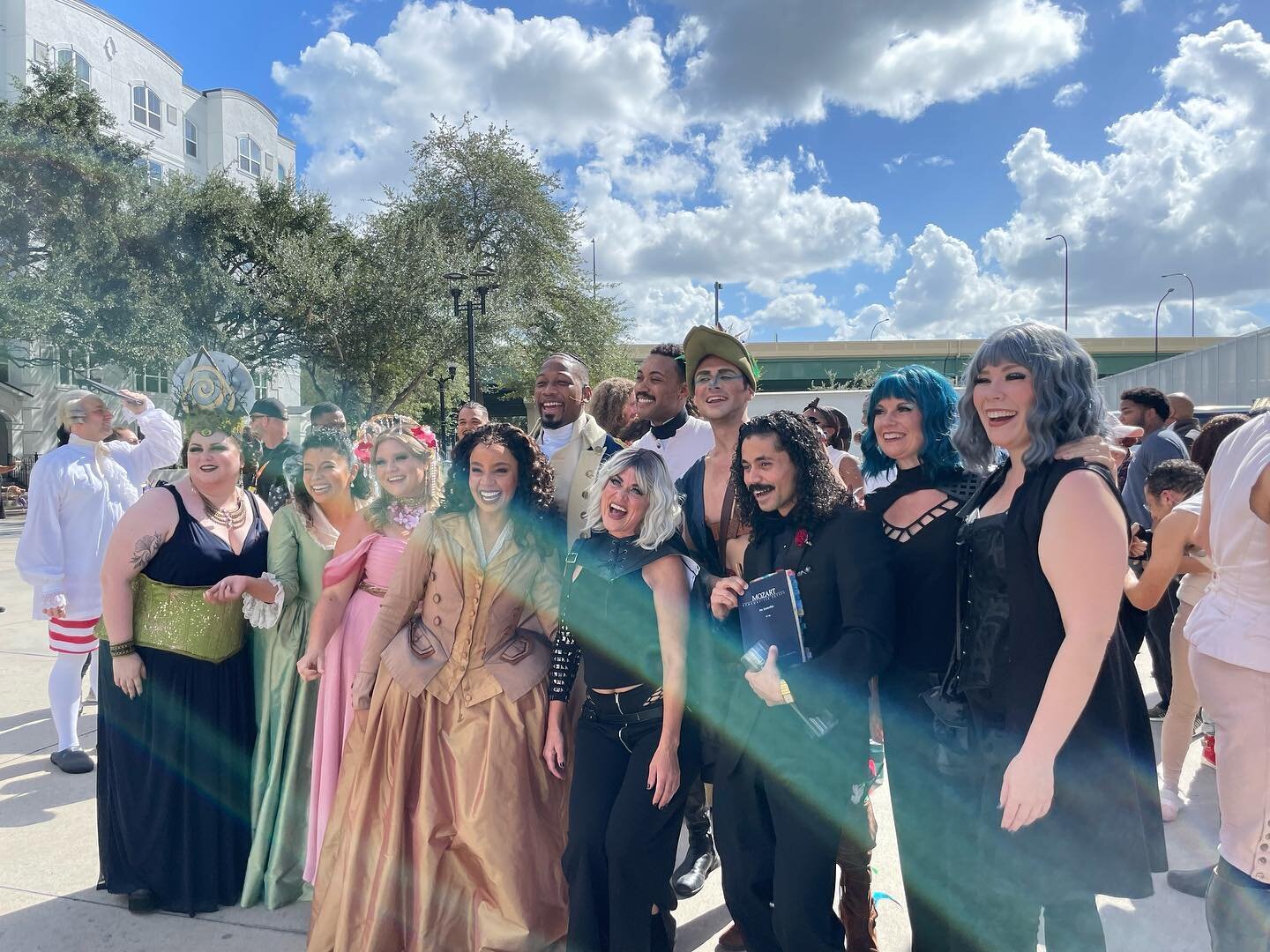 This is why I love live theater! The fire alarm went off during today&rsquo;s matinees of @operaorlando&rsquo;s The Magic Flute and @hamiltonmusical&rsquo;s North American Tour, so we all took a photo together on the loading dock while we waited for 