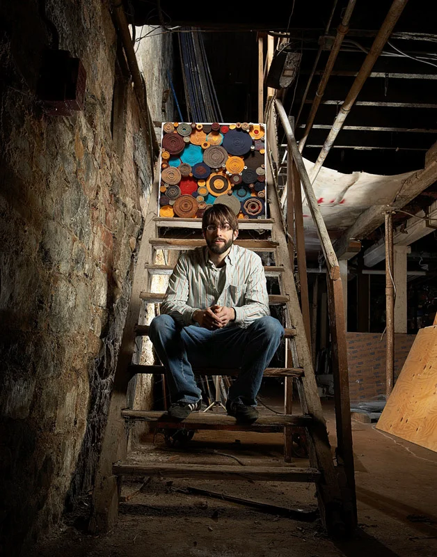 Ian Trask on the Invisible Dog stairway.