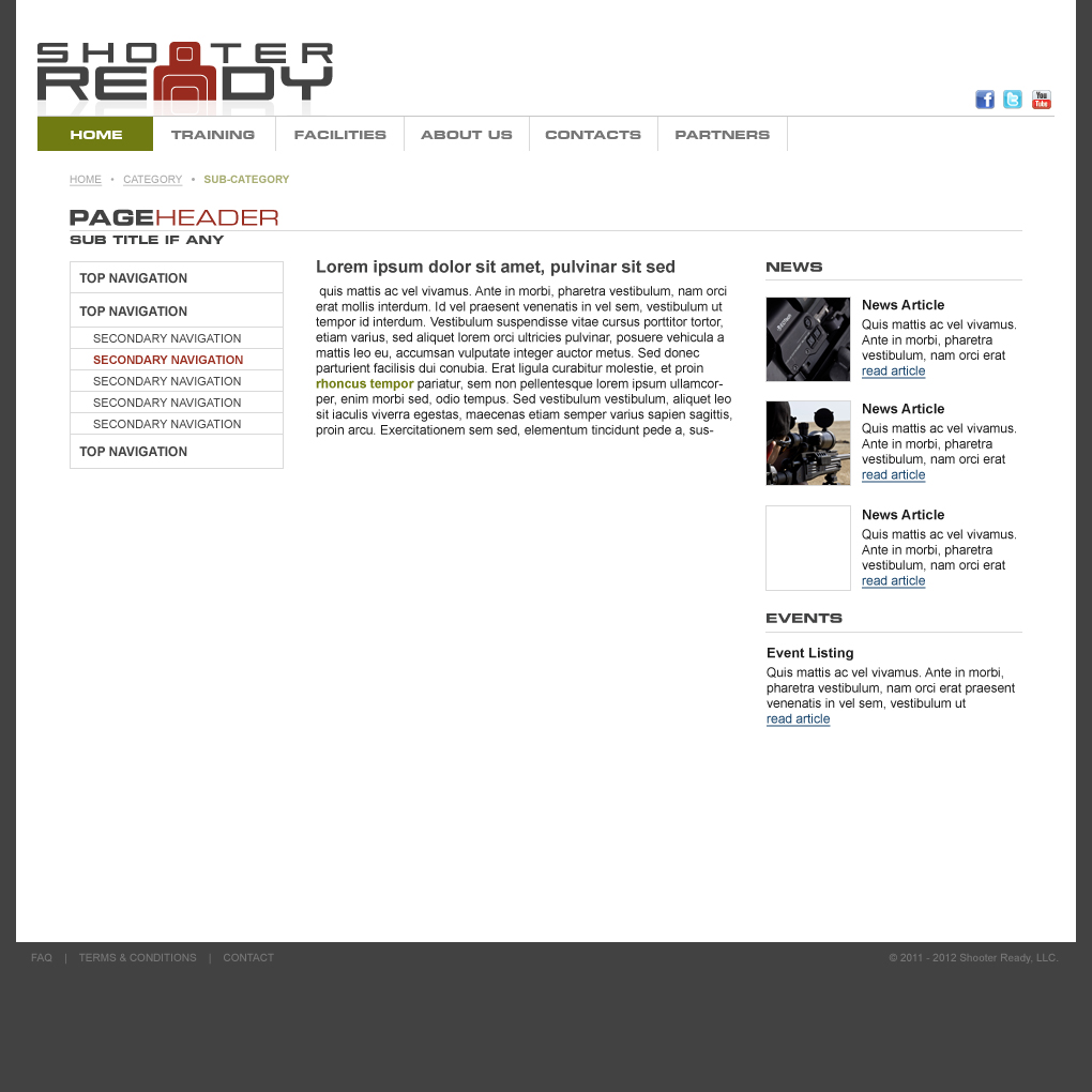 Shooter Ready - Secondary Page With Nav and Ads