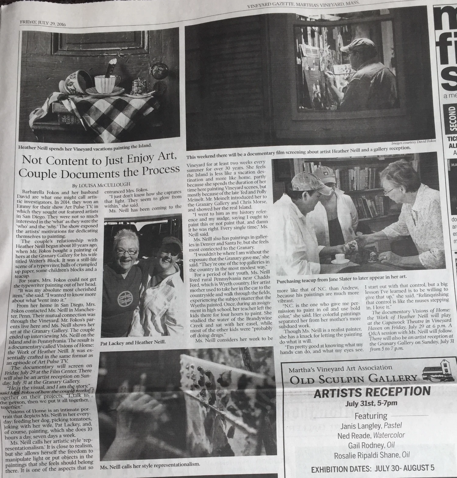 A full page write-up about the making of this film in the Vineyard Gazette.