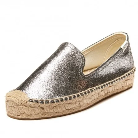 In a versatile metallic silver, this metallic platform smoking slipper from Saludos lets you adventure beautifully. Make sure to pack your silver accessories! $119
