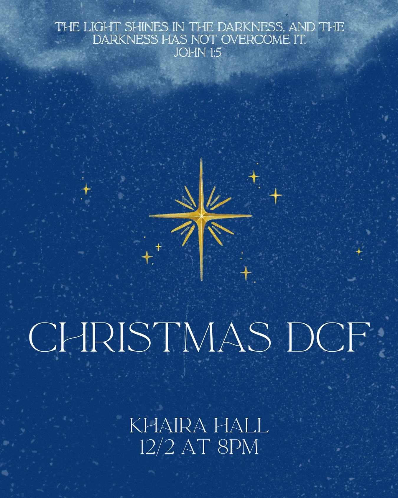 Join us for Christmas DCF 🎄
12/2 at 8pm in Khaira Hall 

We will have a special service filled with Christmas music, scripture readings, prayer, and times of reflection as we center ourselves around the true Christmas story - the coming of Jesus Chr