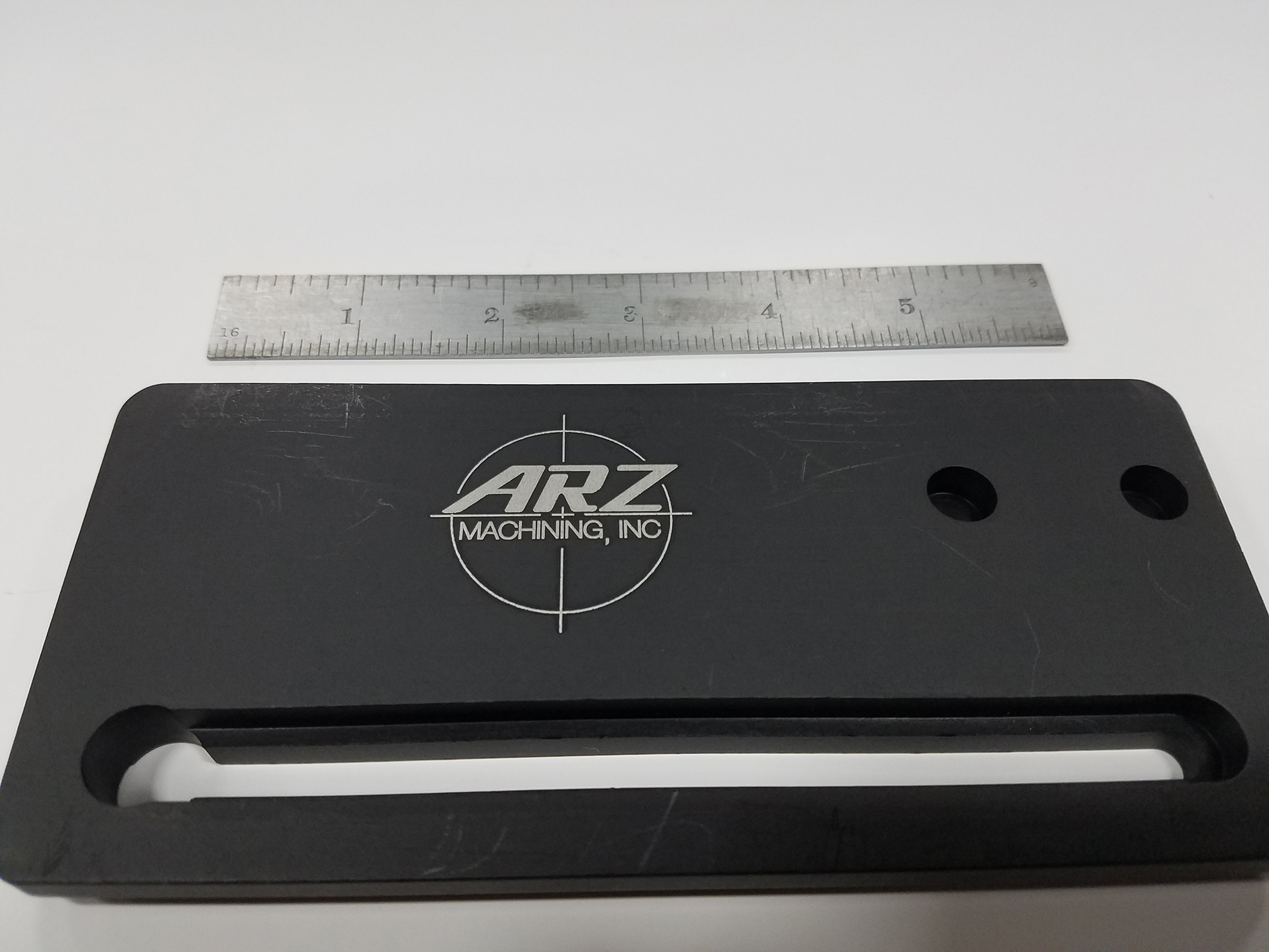 Laser Engraved Part - Material: 6061 Aluminum Black Anodize 