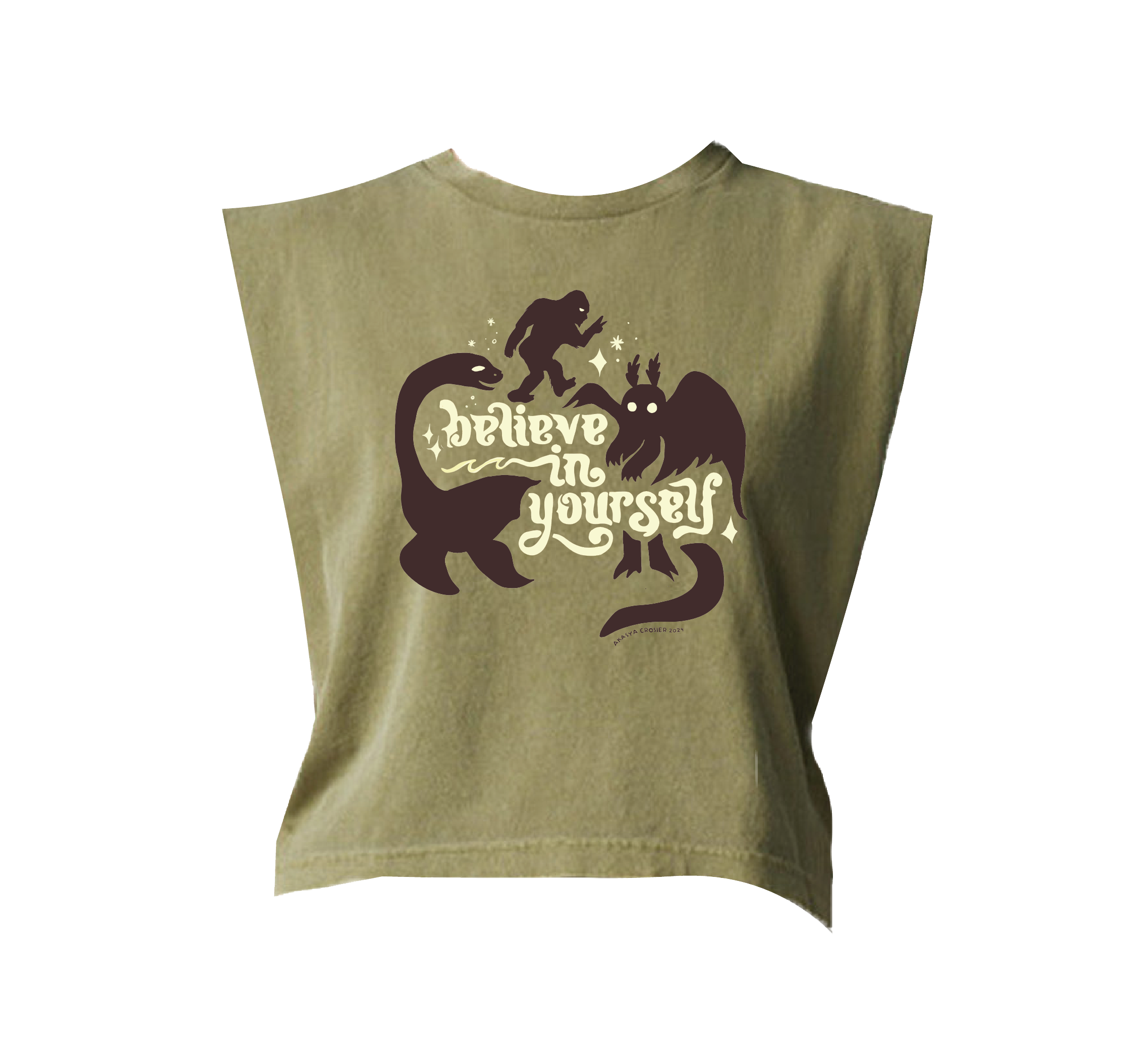 believe in yourself cryptid olive tank no bg.png