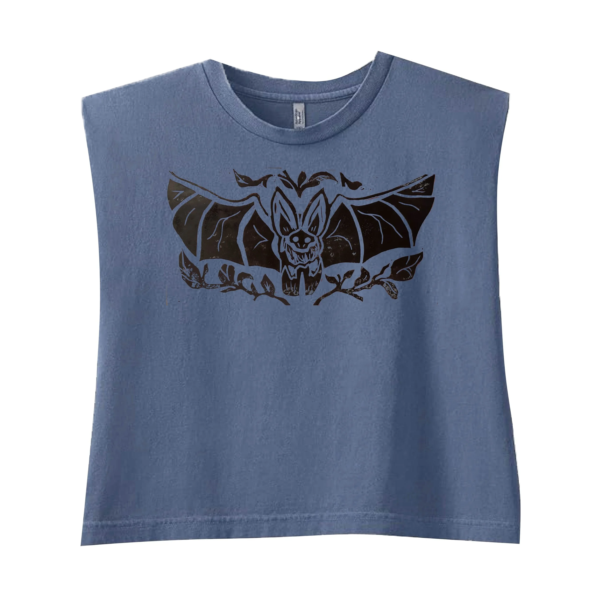Bat blue muscle tank tee white bg for wesbite.jpg