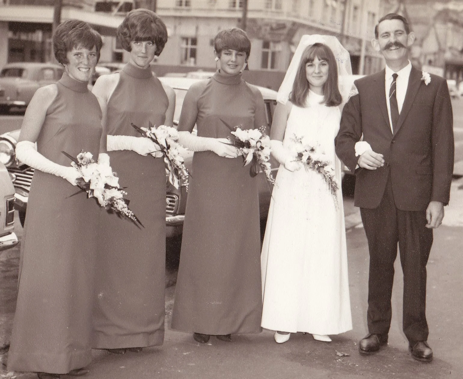 My proud Dad and Bridesmaids dressed in Green