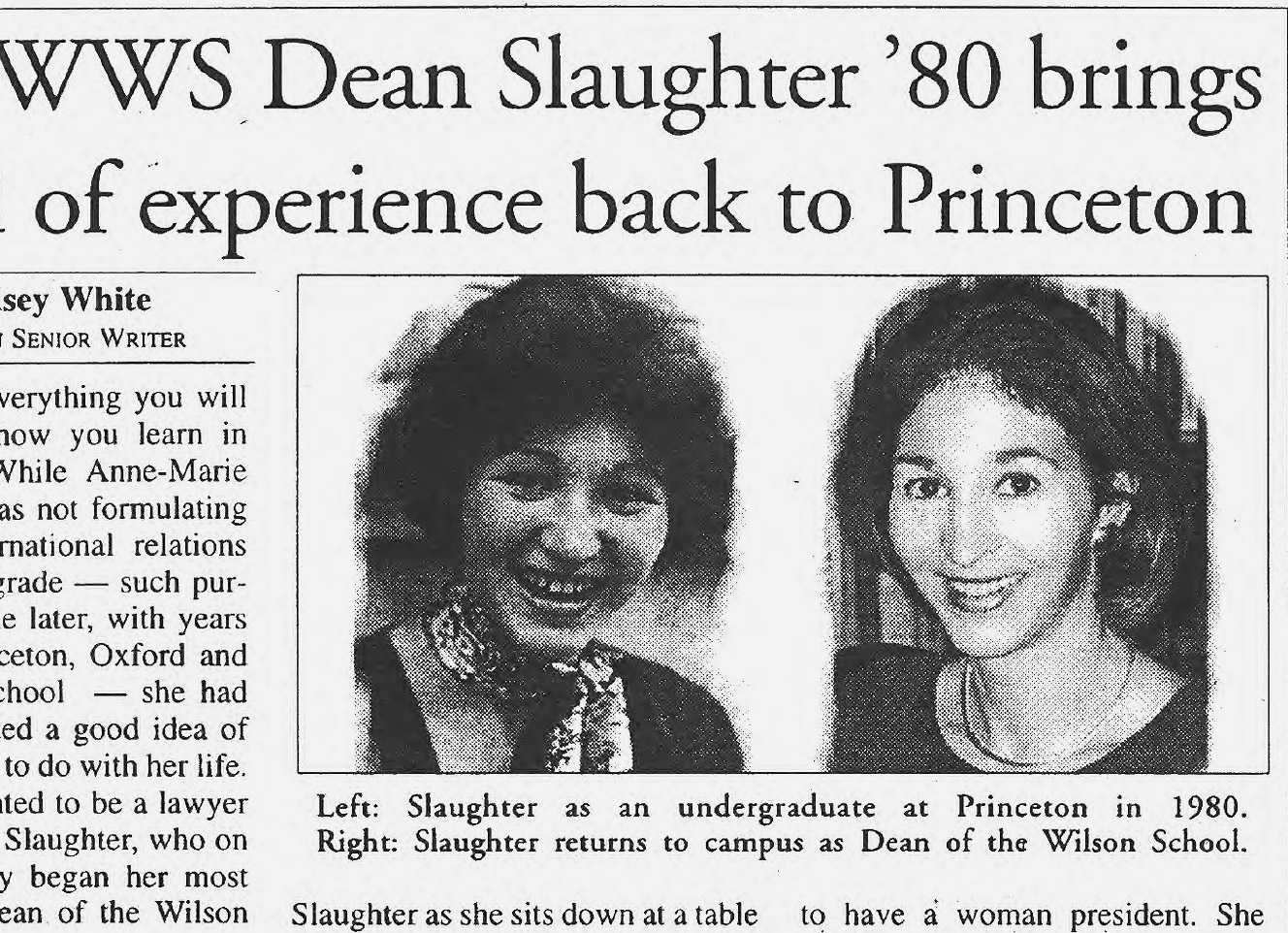 Daily Princetonian clipping featuring Anne-Marie Slaughter.