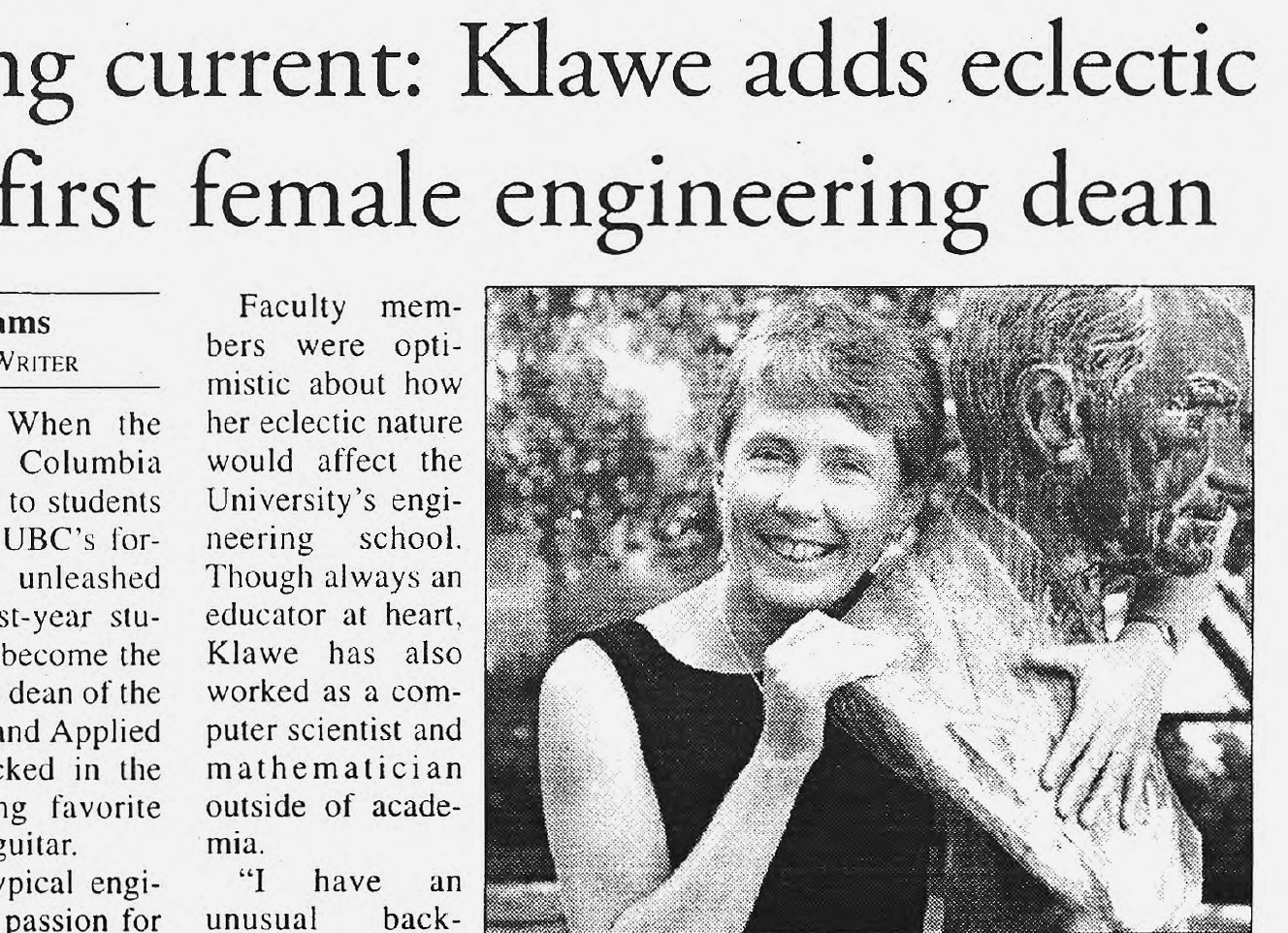 Daily Princetonian clipping featuring Maria Klawe.