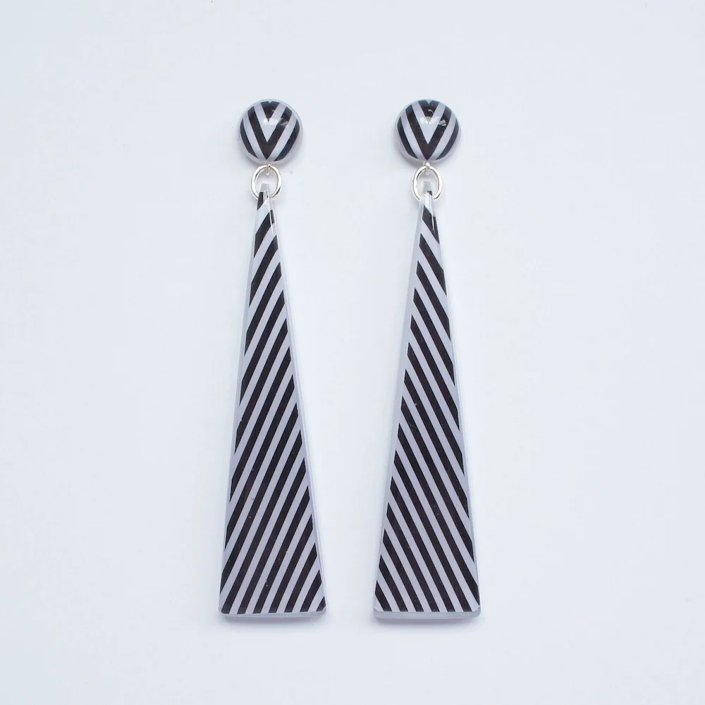 Pirdy resin Triangle drop stripe earrings..jpg