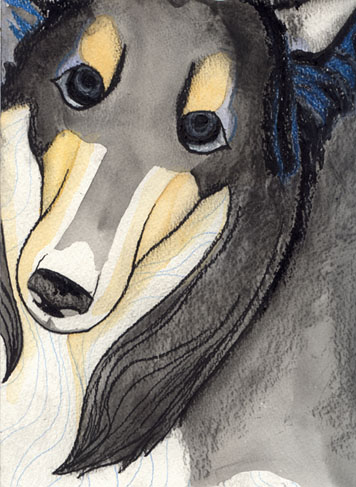 Watercolor, color pencil, and charcoal on paper