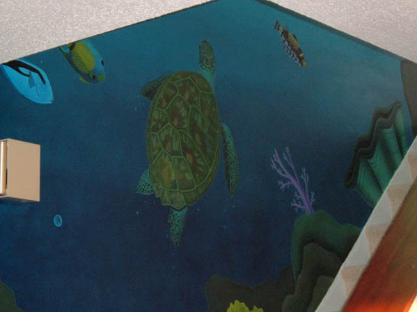 Beach house underwater scene