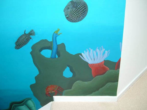 Beach house underwater scene