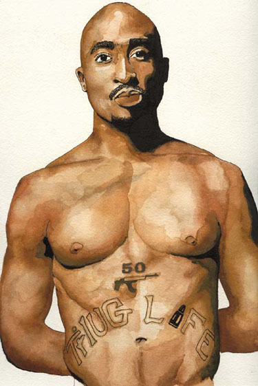2Pac | Watercolor and Ink