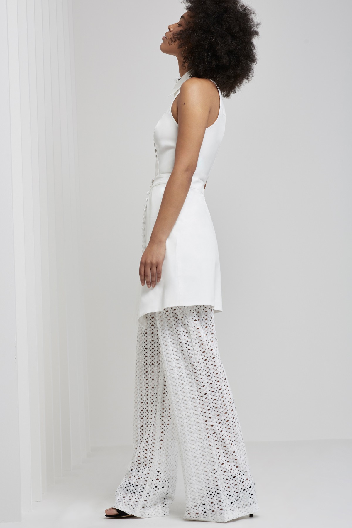 Shop C/MEO COLLECTIVE Let It Go Short Sleeve Shirting Dress + Silver Sounds Pants.