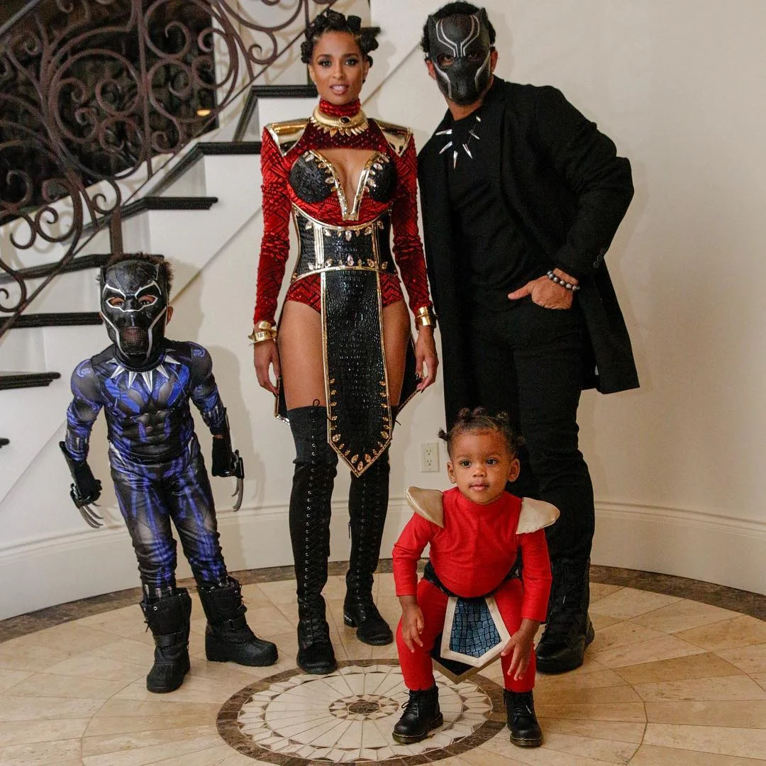 Ciara + family as Black Panther heroes // via instagram.com/ciara