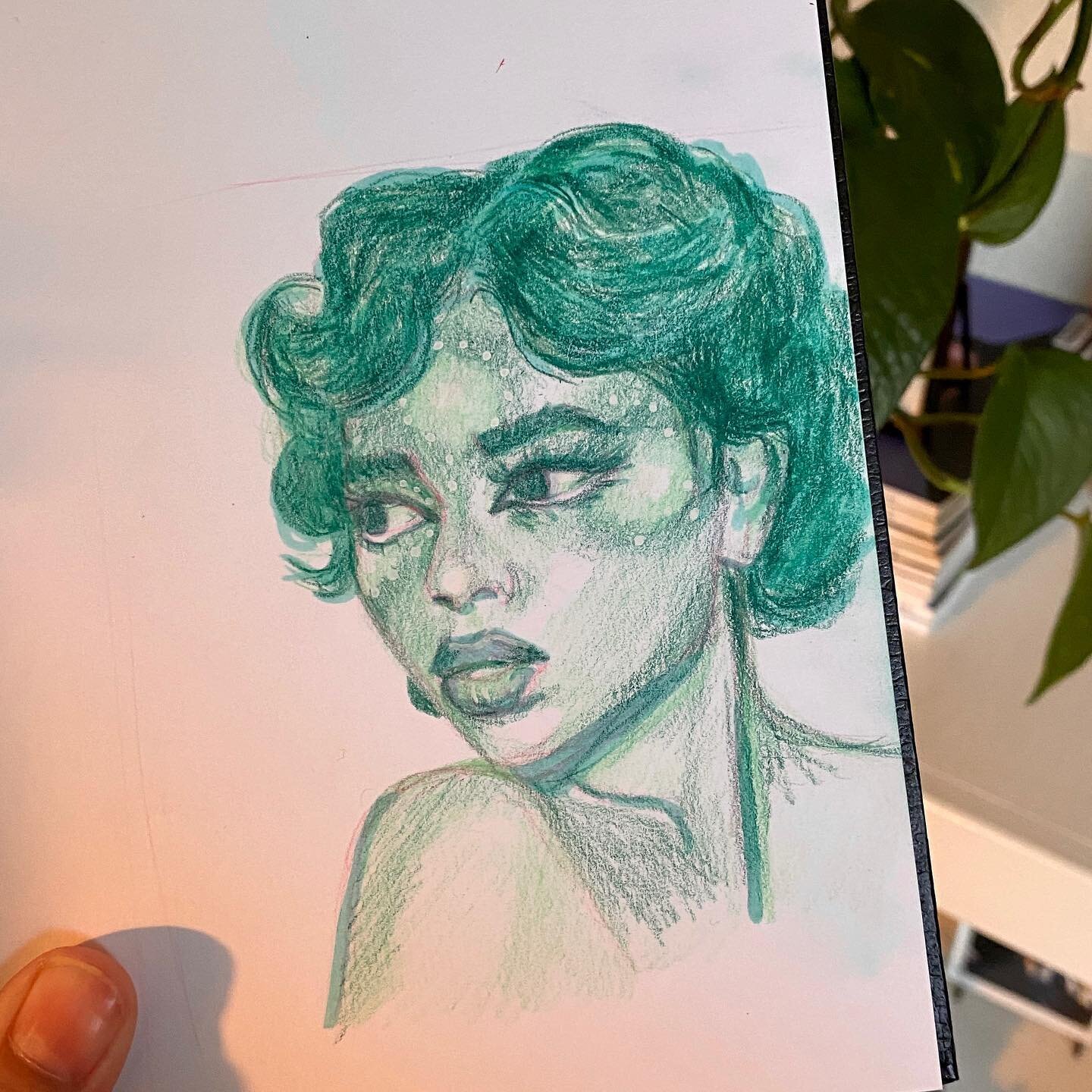 24/365 gotta catch up on a few days here! I really like how this green girl turned out! Reference in my bio 💚

#365daysofart #dailydrawing #coloredpencilart #portraitart #the100dayproject @dothe100dayproject #draw365