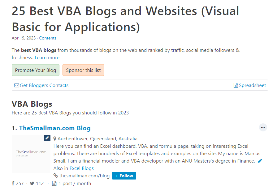 TheSmallman in Another Top Blog Rank