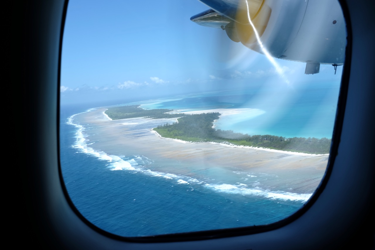 Our first glimpse of Farquhar Atoll - home for the next month.