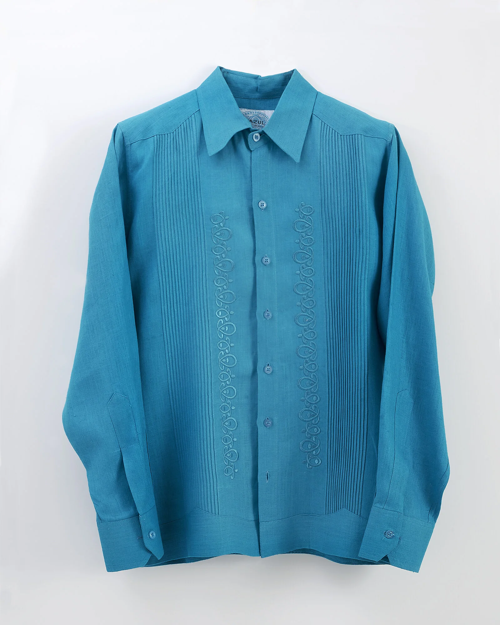 guayabera azul turquesa