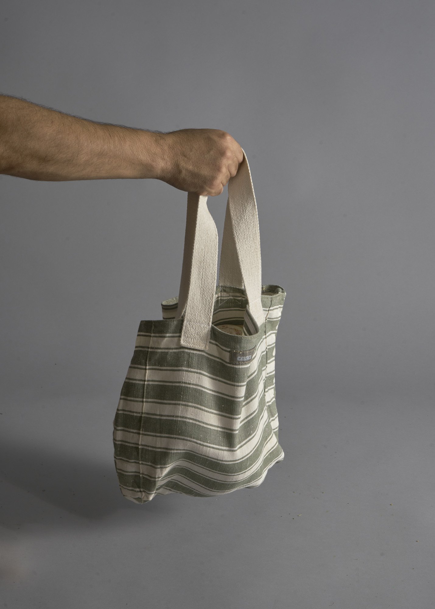 Bolsa Tote Mini Franjas Verde Marfil