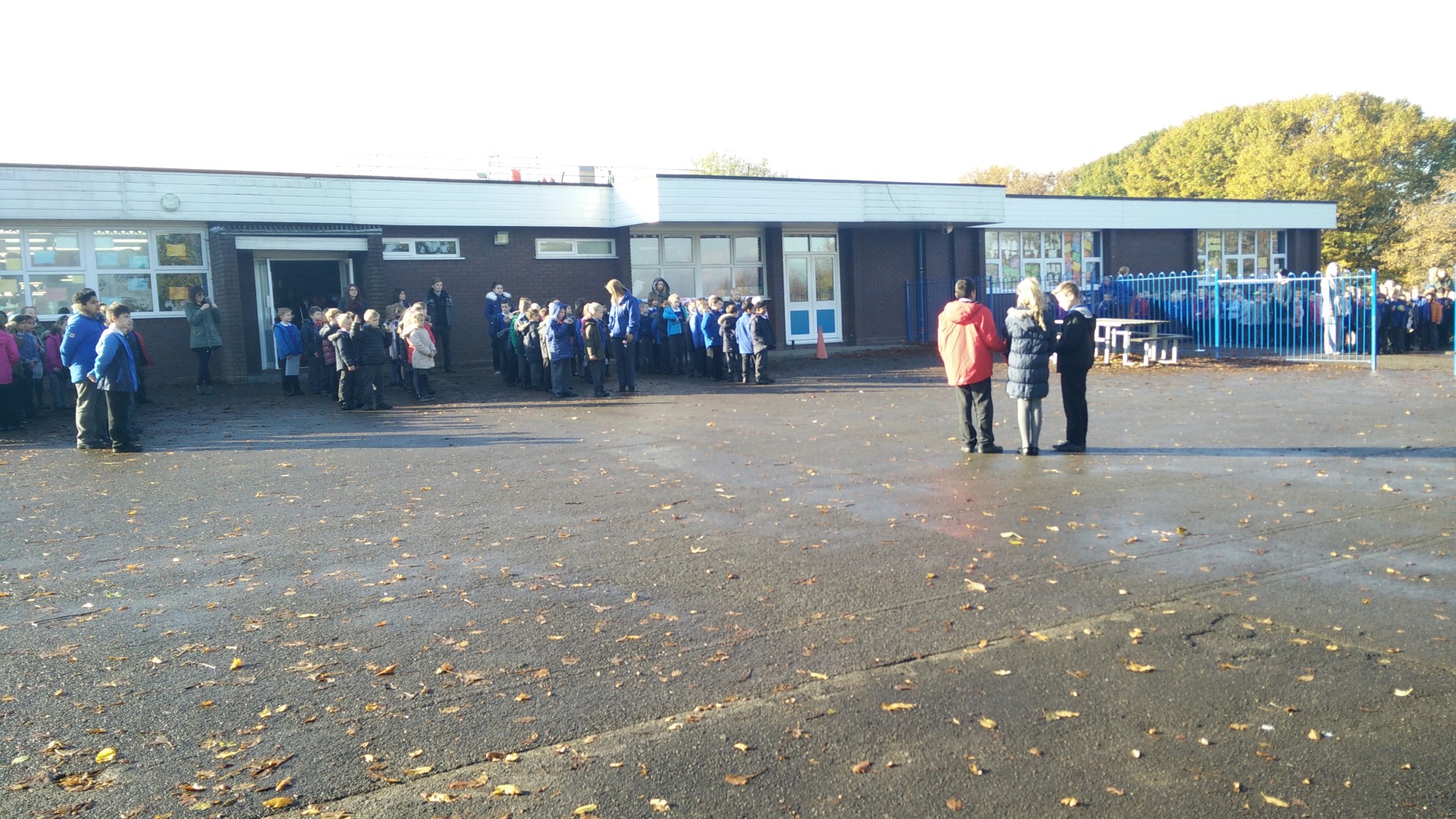 The whole school observe two minutes silence.