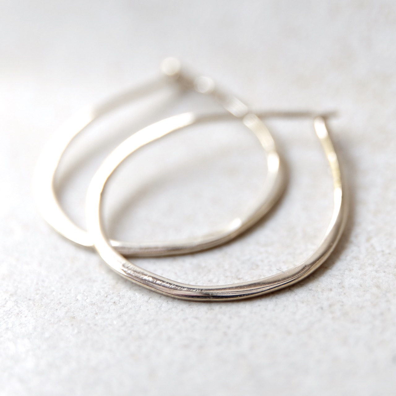 Medium 14k Hoops - White Gold - Solid Gold Hoops