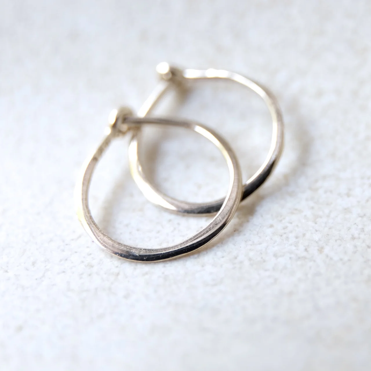 Micro 14k Hoops - White Gold - Solid Gold Hoops