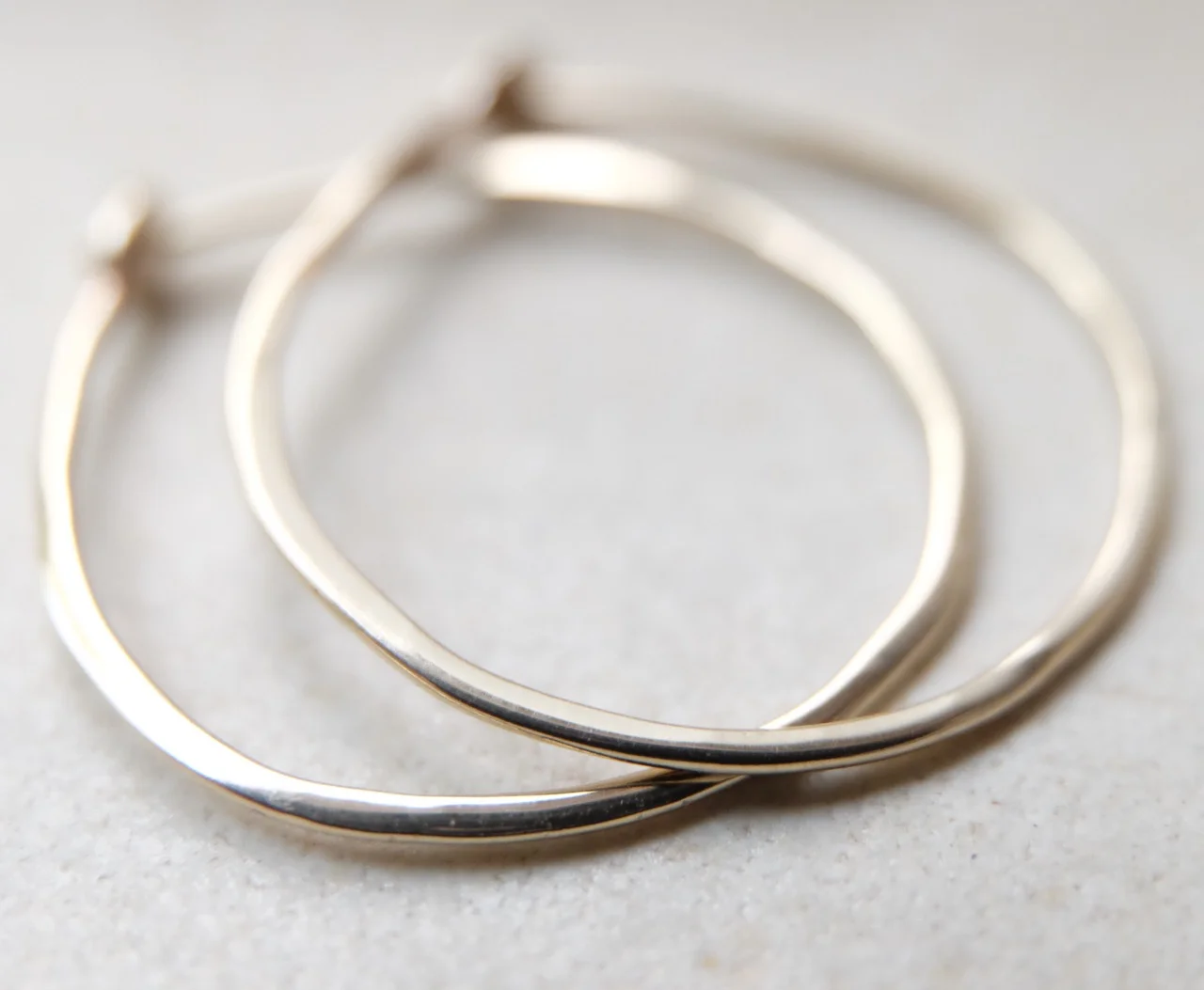 Large 14k Hoops - White Gold - Solid Gold Hoops