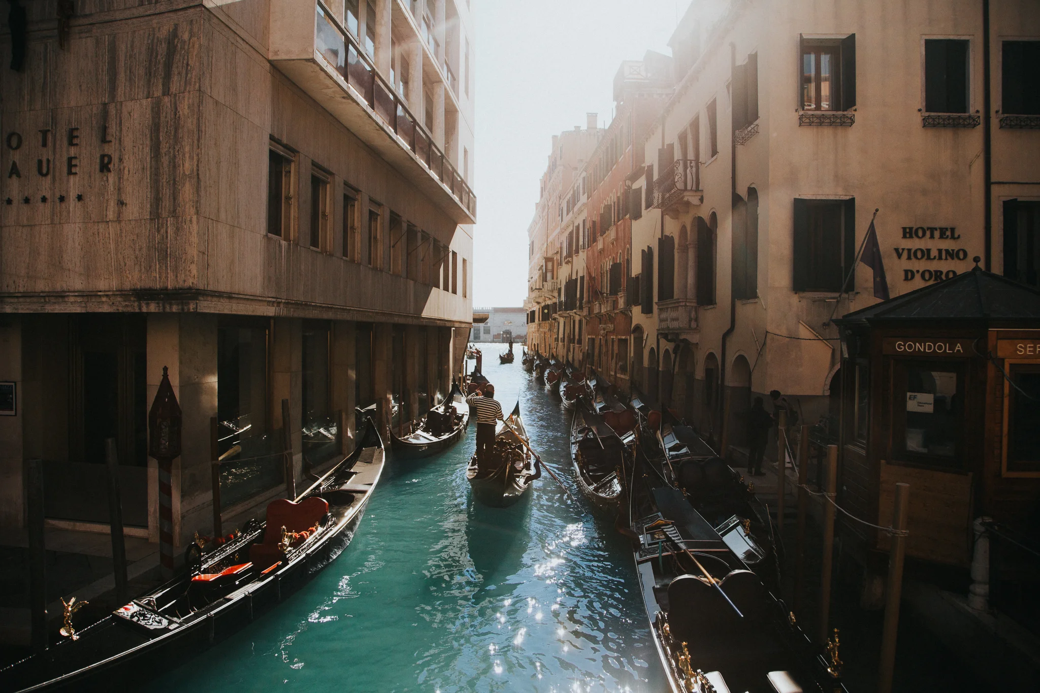 Venice canals on a sunny day.