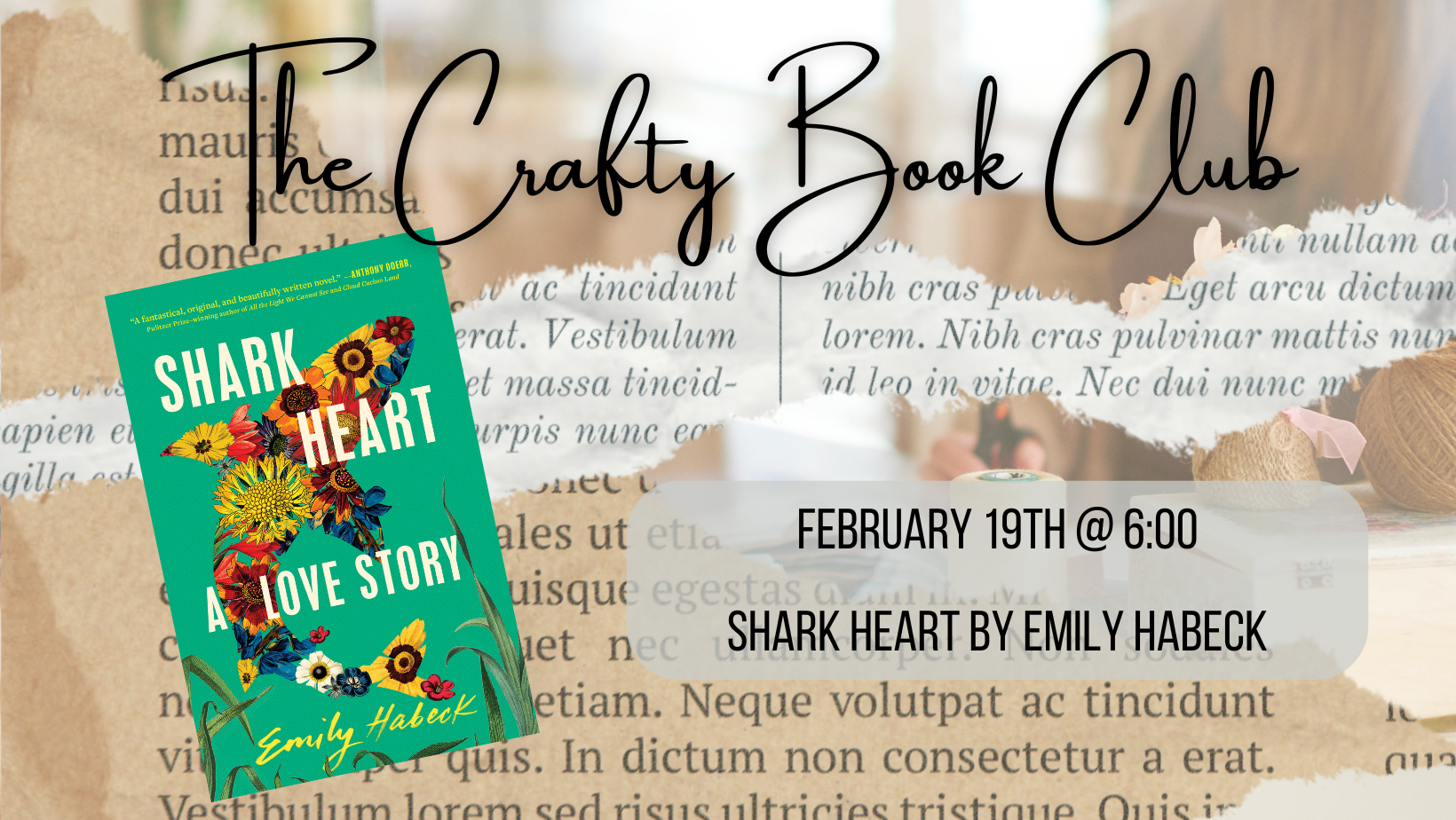 The Crafty Book Club - Shark Heart by Emily Habeck